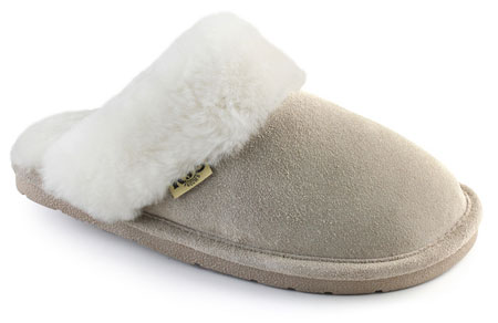 RJs Fuzzies Sheepskin Slippers Womens Scuff - Sand