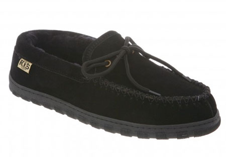 RJs Fuzzies Sheepskin Slippers Womens Moccasin - Black